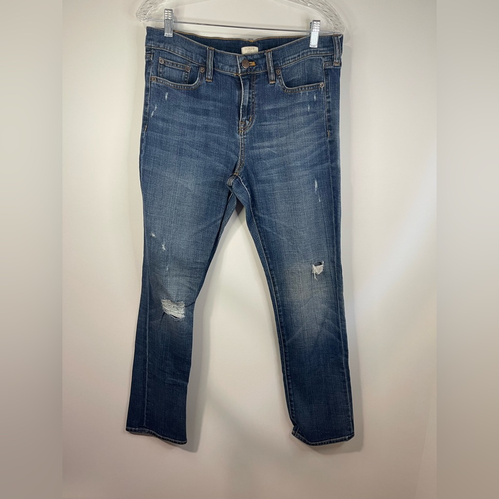J. Crew Blue Distressed straight leg